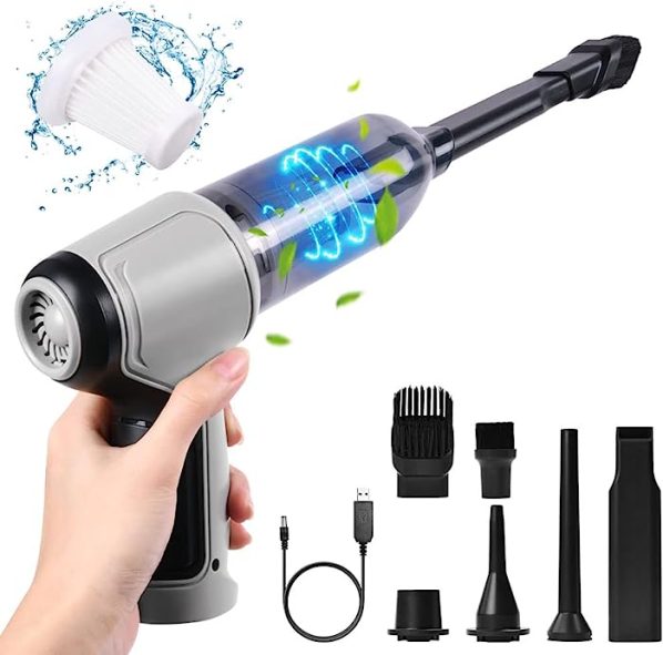 URAQT Aspiradora de Mano sin Cable, 9000PA Potente Aspiradora de Carga Rápida USB, 120W 4000 mAh Aspirador de Coche Portátil, Aspiradora Ligera Multifunción para Hogar, Coche, Oficina y Pelos
