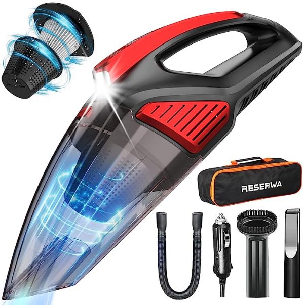 Lotvic Aspiradora de Mano, 20000PA Potente Aspiradora, Aspiradora de Coche Recargable de 120W, HEPA Filtro Lavable, Carga rápida USB, Aspirador Mano Sin Cable Potente para Oficina Hogar y Coche