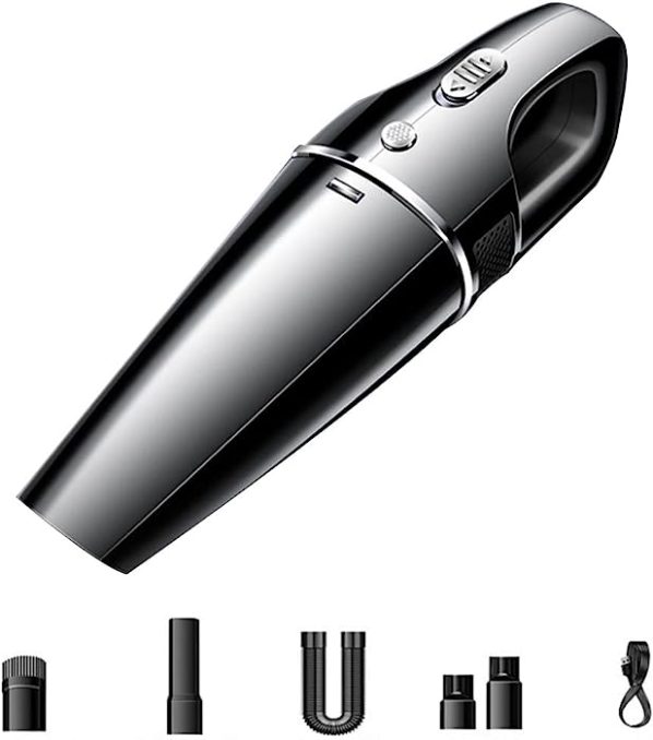 LaLuna Aspiradora de Mano, 11000Pa Aspirador Mano Potente, Aspiradora de Mano sin Cable en Seco y Húmedo, Carga Rápida Adecuada para Coche, Oficina y Casa. (Plata)