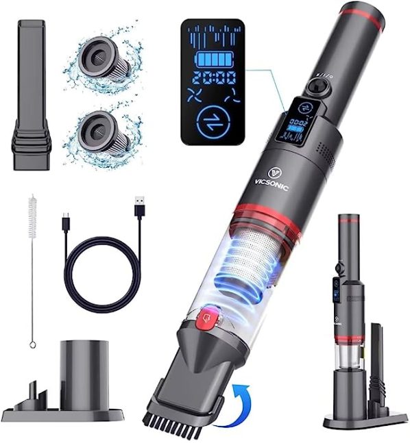 Baseus A3 Lite Aspiradora de Mano, 12KPA Aspiradora de Coche Inalámbrica con 6000mah Batería Recargable, Diseño 4 en 1, Mini Aspiradora Ultraligera y Silenciosa para Hogar, Coche y Mascotas