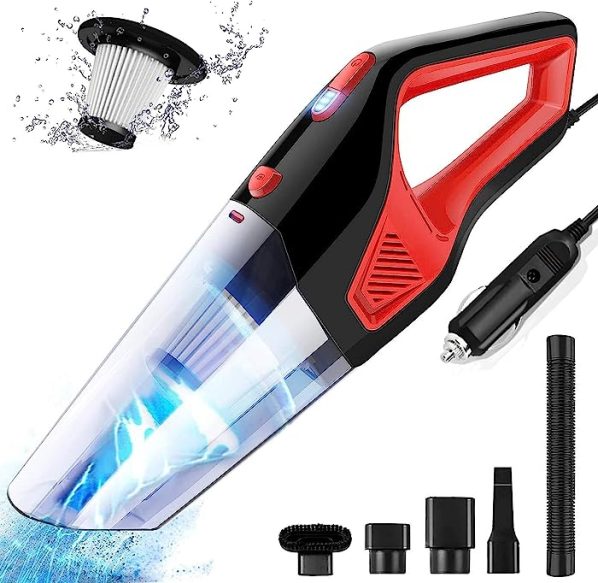 BEPER P202ASP400 Mano Pequeño y Manejable-Aspirador Coche con 3 Accesorios Incluidos, ABS+PP, Negro/Verde