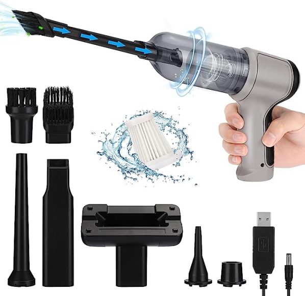 WADEO Aspirador de Mano 3 en 1 Batería 9000PA, Aspirador de Coche inalámbrico con Potente succión, Recargable por USB, Aspirador húmedo y seco para Coche, hogar, Oficina, Pelo de Mascotas