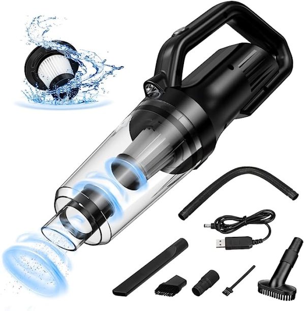 Andeman Aspirador de Mano sin Cable 8000PA 120W, Aspiradora de Mano Potente, Aspiradora de Carga Rápida, Hogar y Coche, Negro