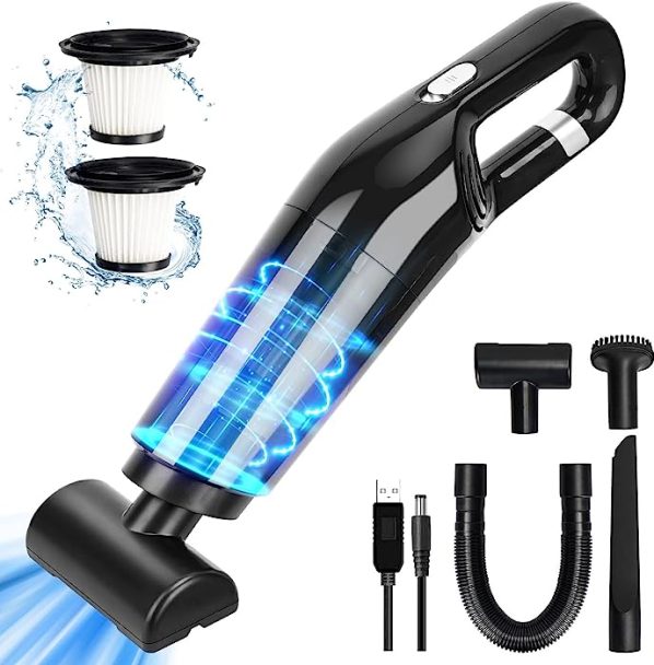 AVCXEC Aspirador de Mano, 3 en 1 Aspirador inalámbrico, húmedo y seco, con 4 Filtro Lavable, 4000 mAh Aspirador de Coche Recargable de 120W para Pelo de Mascotas y Limpieza de Coche en casa