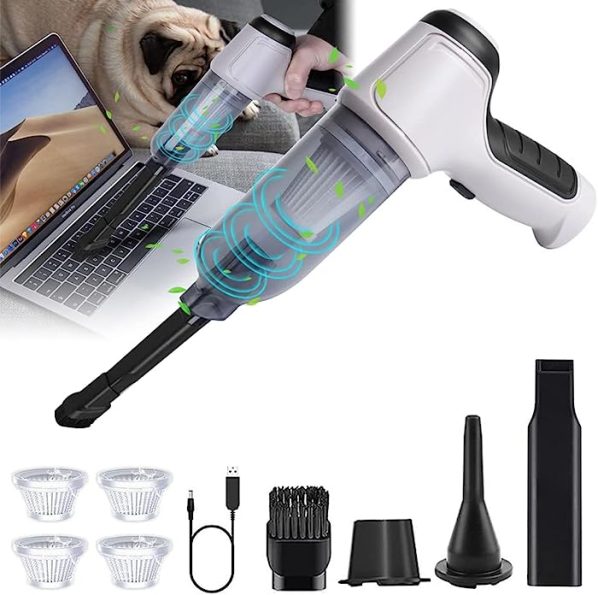 ROLLWAY Aspirador de Mano, Aspirador Coche, Aspiradora de Mano sin Cable, Mini Aspirador de Mesa Portátil con Filtro Lavable para Coche, Casa, Oficina, Pelo de Mascotas(4500Pa)