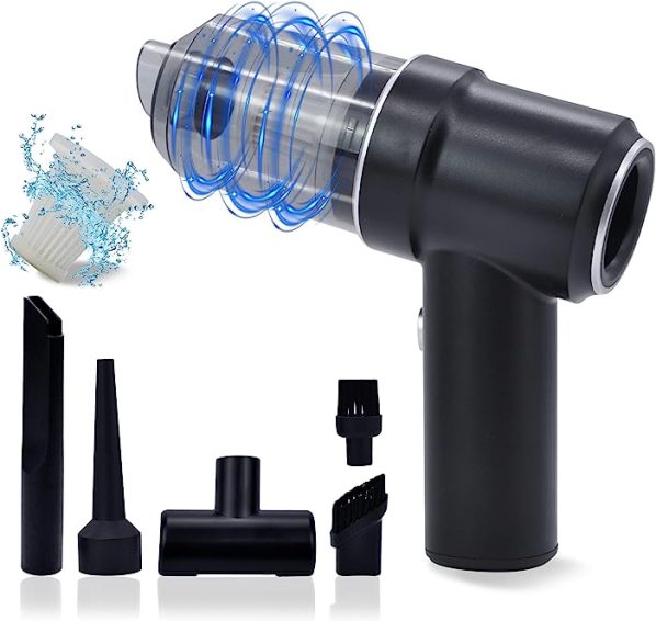 Audewdirect Aspirador de Mano Sin Cable 120W 2200mAh, Aspiradora Inalámbrico Seco y Húmedo con 3 Cepillos, Filtro HEPA Lavable y Bolsa de Transporte para Hogar y Coche…