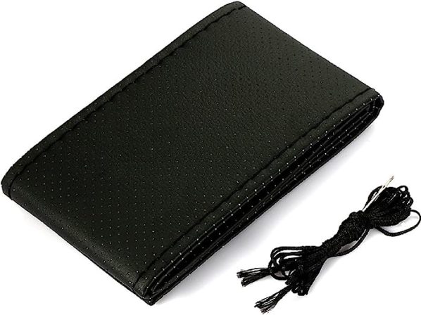 Zhongtou 2 Piezas Cubre Volante Coche 38cm(15") Funda Volante Coche Universal Gamuza/Fibra de Carbon Moda Accesorios Coche Transpirable Antideslizante Protector Volante Coche (Gris)