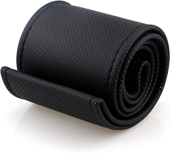 Cubierta de Volante de Cuero de Microfibra Funda Volante Cuero Cosida Funda para Volante de Piel Auténtica