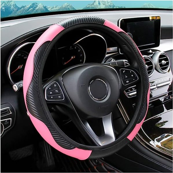 Yuauy Funda de volante de cuero de microfibra antideslizante universal para volante de coche