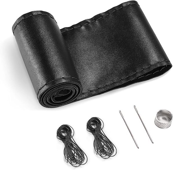 COFIT Antideslizante Cubierta de Volante Transpirable Cubre Volante de Cuero de Microfibra Negro M 37-38cm