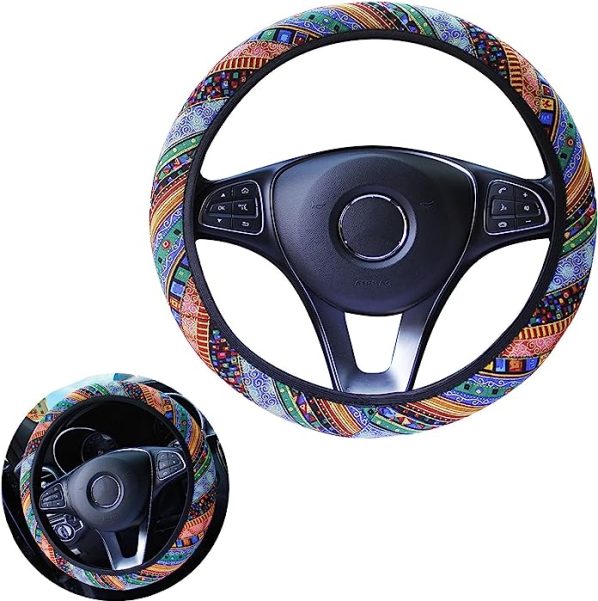 Pahajim Funda Volante Coche Universal Microfibra Cuero Suave Cubre Volante Coche Estilo Deportivo Protector Volante Coche Antideslizante Transpirable Durable (Negro línea Azul)
