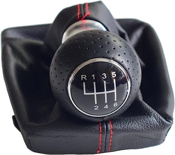 Duendhd Cubierta de pomo de palanca de cambios de carbono de PU para EcoSport Escape//C-Max Wagon/Fiesta/Focus